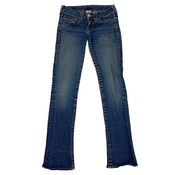True Religion Gina/Trisha Flare Leg Denim Blue Jeans Sz 26 Low Rise Stretch - Picture 1 of 12